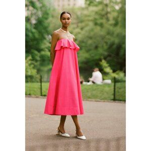 By Anthropologie Strapless Flounce A-Line Midi Dress - Sz XXS - NWT